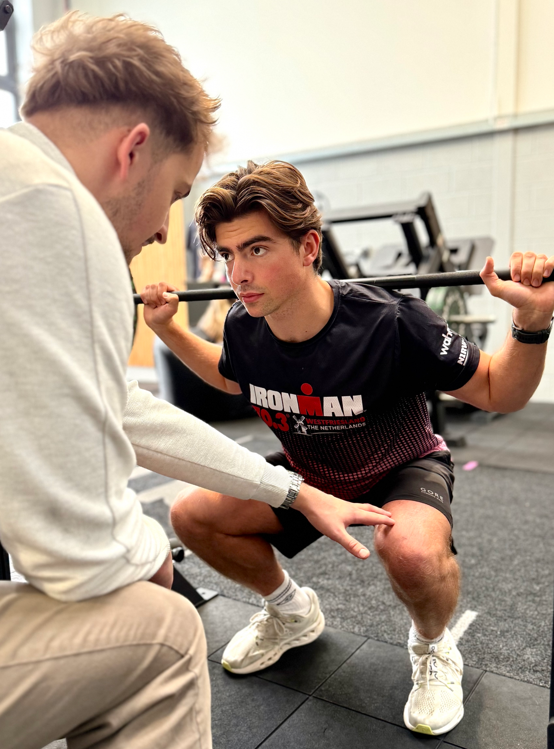 Lewis Rowe demonstrating gym-based rehabilitation at The Physio Dorset